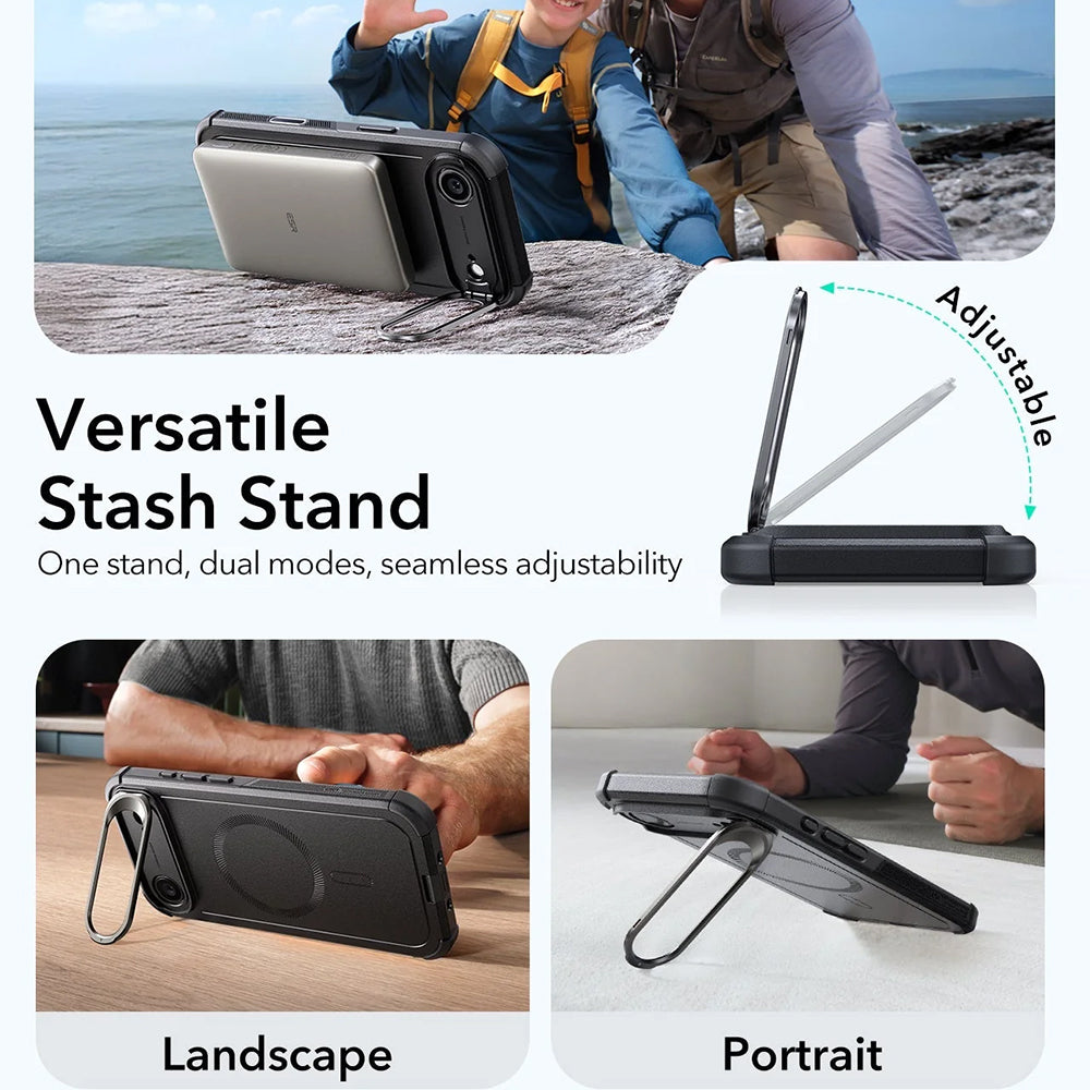 Capa MagSafe para Apple iPhone 17 Air, ESR, Cyber Armor Kickstand, Preta