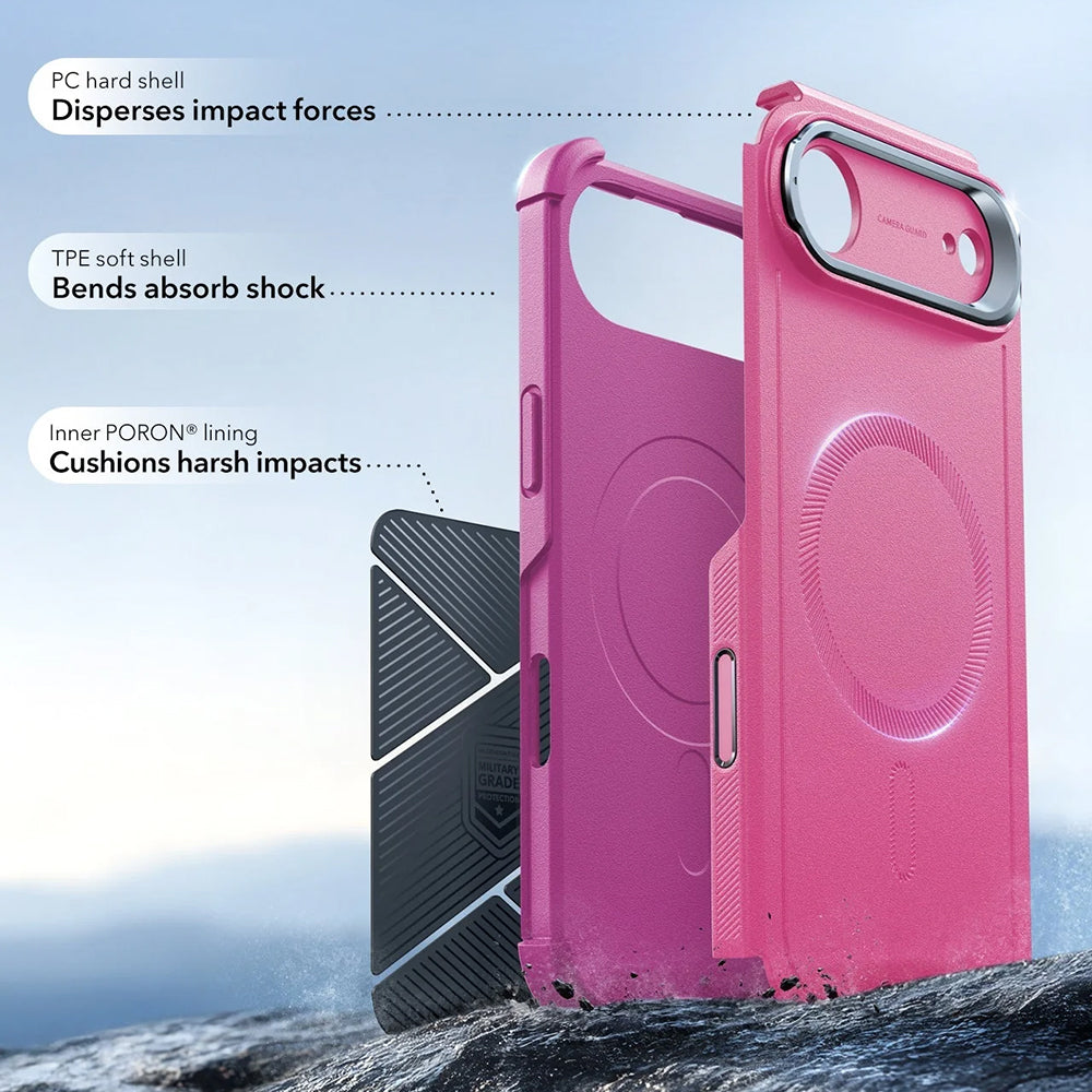 Capa MagSafe para Apple iPhone 17 Air, ESR, Cyber Armor Kickstand, Rosa