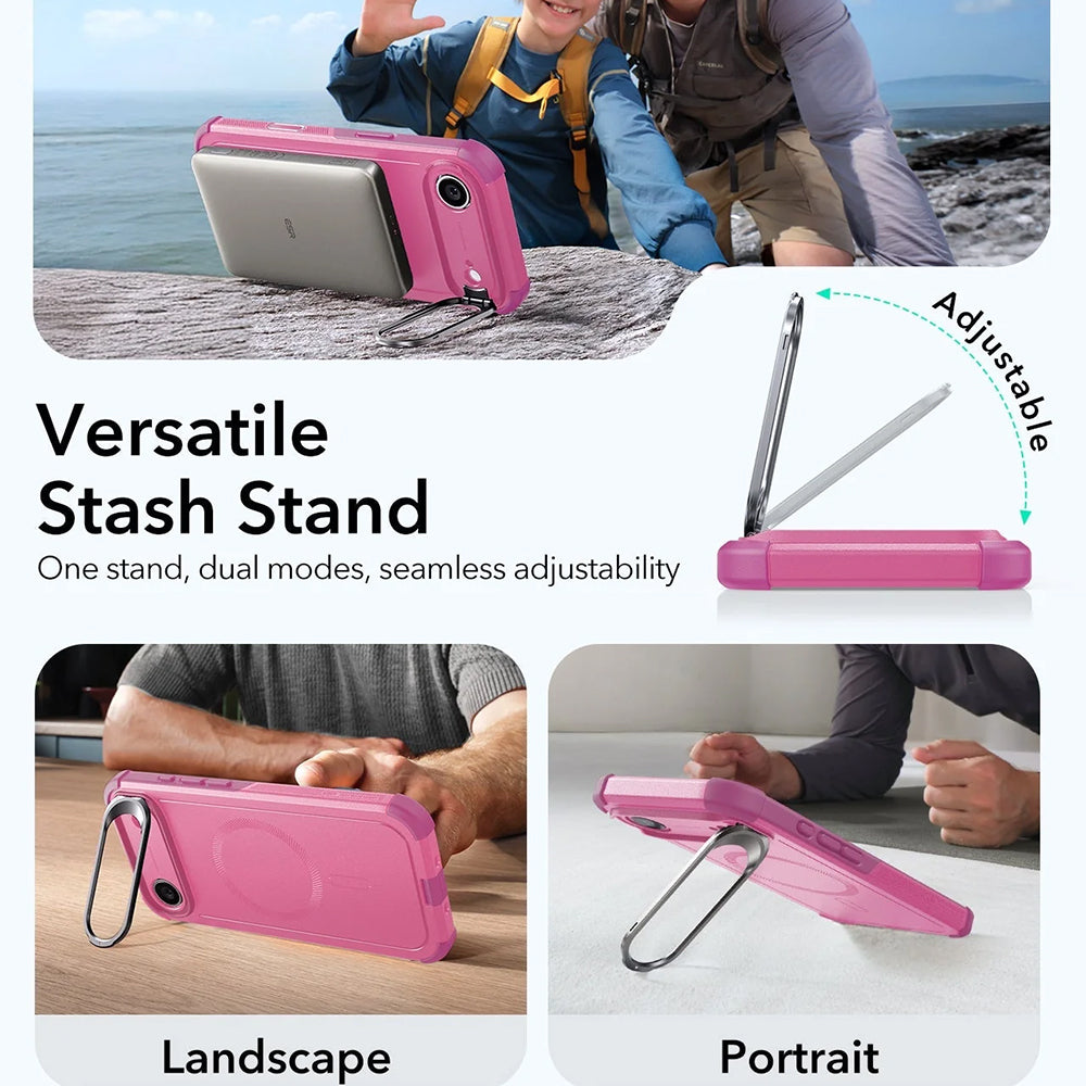 Capa MagSafe para Apple iPhone 17 Air, ESR, Cyber Armor Kickstand, Rosa