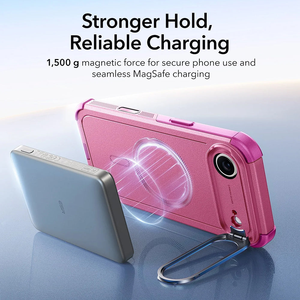 Capa MagSafe para Apple iPhone 17 Air, ESR, Cyber Armor Kickstand, Rosa