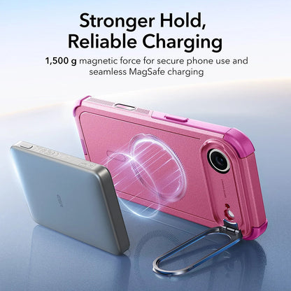 Capa MagSafe para Apple iPhone 17 Air, ESR, Cyber Armor Kickstand, Rosa