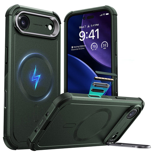 Capa MagSafe para Apple iPhone 17 Air, ESR, Cyber Armor Kickstand, Verde