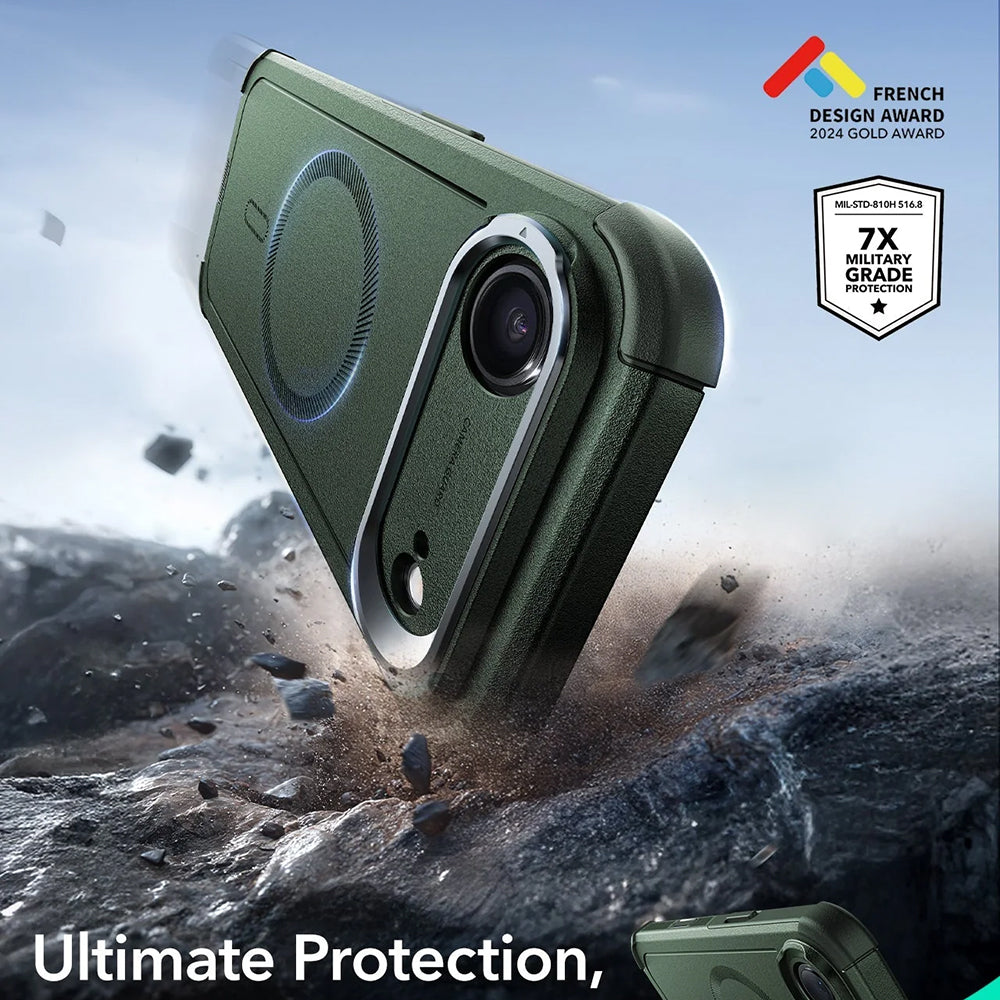 Capa MagSafe para Apple iPhone 17 Air, ESR, Cyber Armor Kickstand, Verde