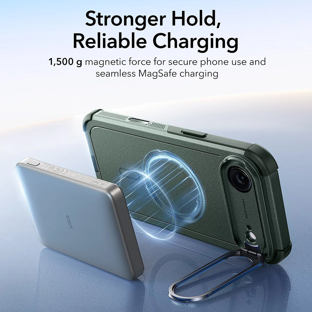 Capa MagSafe para Apple iPhone 17 Air, ESR, Cyber Armor Kickstand, Verde