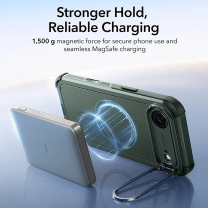 Capa MagSafe para Apple iPhone 17 Air, ESR, Cyber Armor Kickstand, Verde