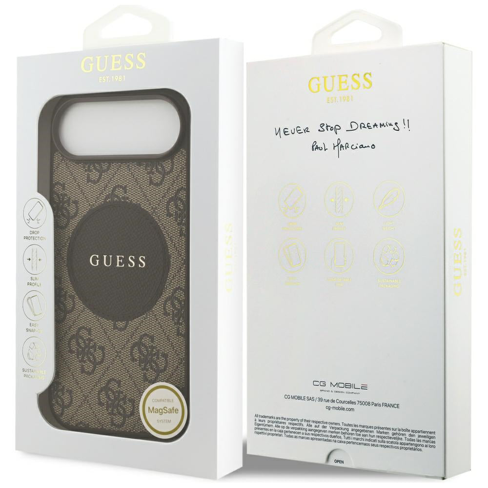 Capa MagSafe para Apple iPhone 17 Air, Guess, 4G Circle Classic Logo, Marrom