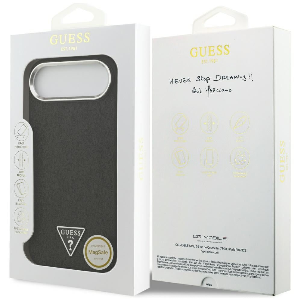 Capa MagSafe para Apple iPhone 17 Air, Guess, Glitter Triangle Logo, Preta