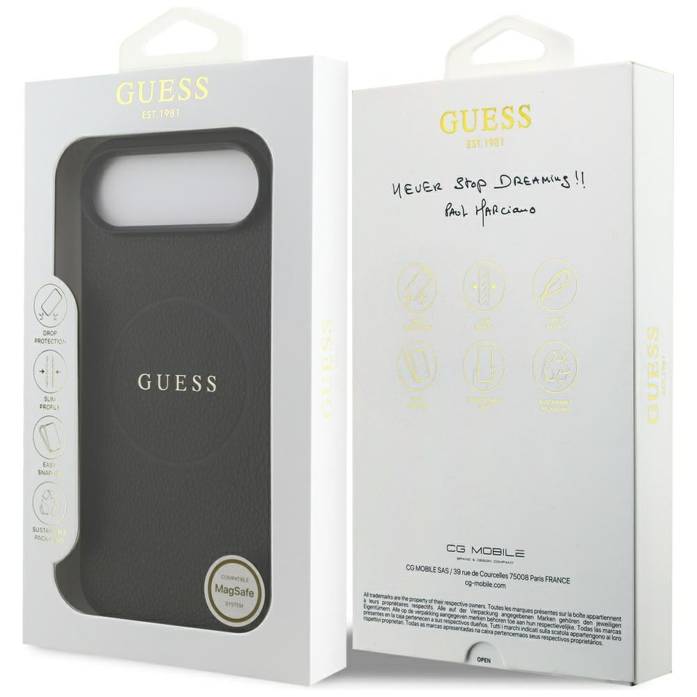 Capa MagSafe para Apple iPhone 17 Air, Guess, Grained Gold Ring, Preta