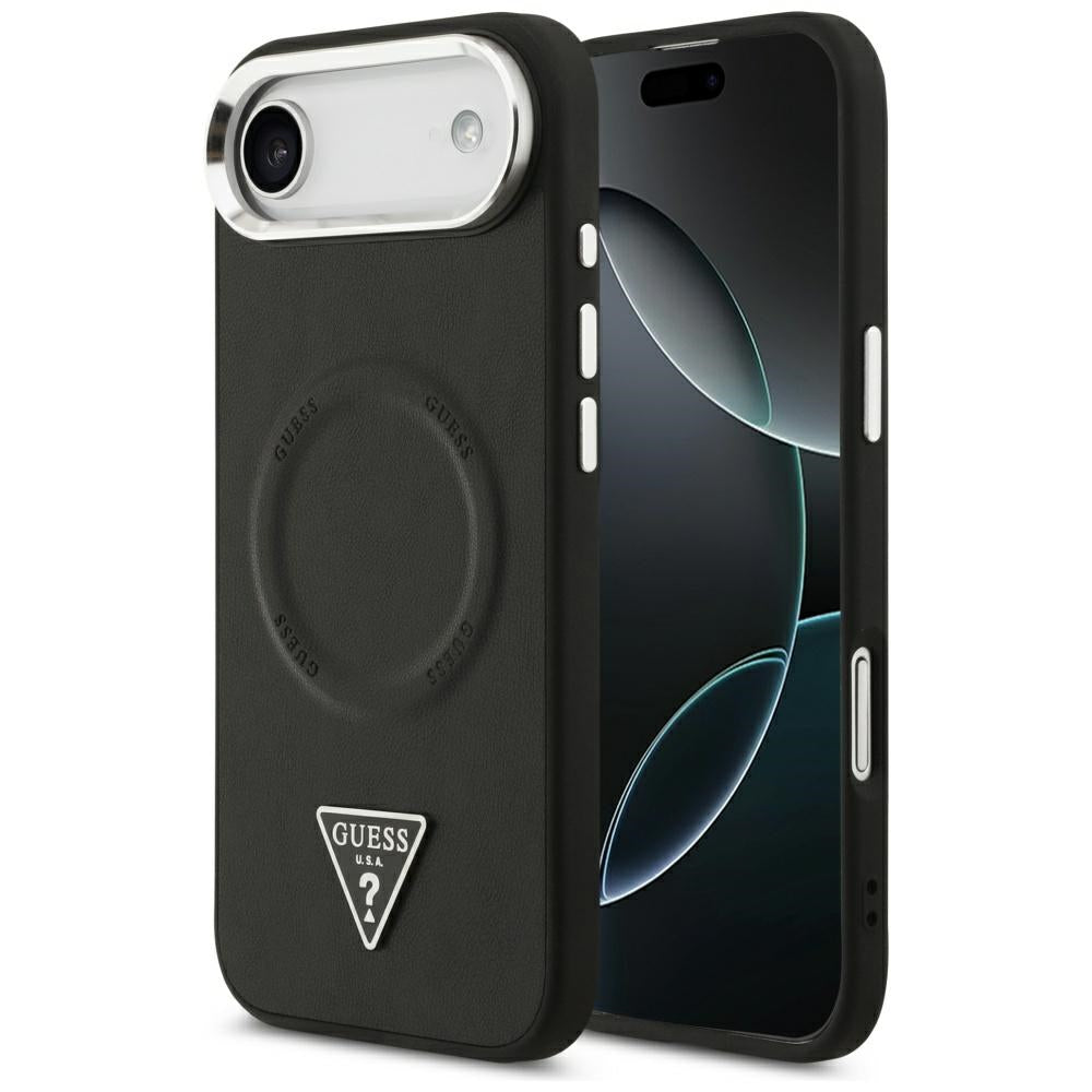 Capa MagSafe para Apple iPhone 17 Air, Guess, Logotipo Triangular, Preta Prateada