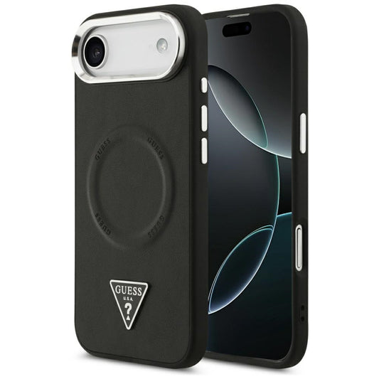 Capa MagSafe para Apple iPhone 17 Air, Guess, Logotipo Triangular, Preta Prateada