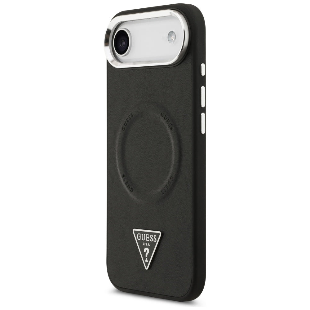 Capa MagSafe para Apple iPhone 17 Air, Guess, Logotipo Triangular, Preta Prateada