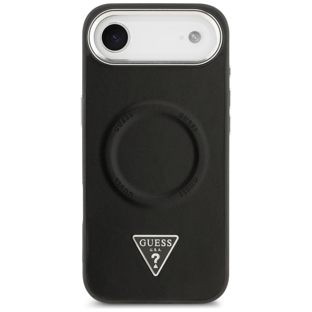Capa MagSafe para Apple iPhone 17 Air, Guess, Logotipo Triangular, Preta Prateada