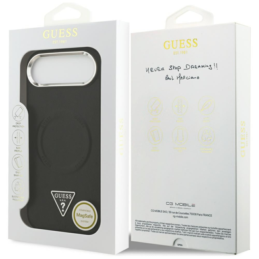 Capa MagSafe para Apple iPhone 17 Air, Guess, Logotipo Triangular, Preta Prateada