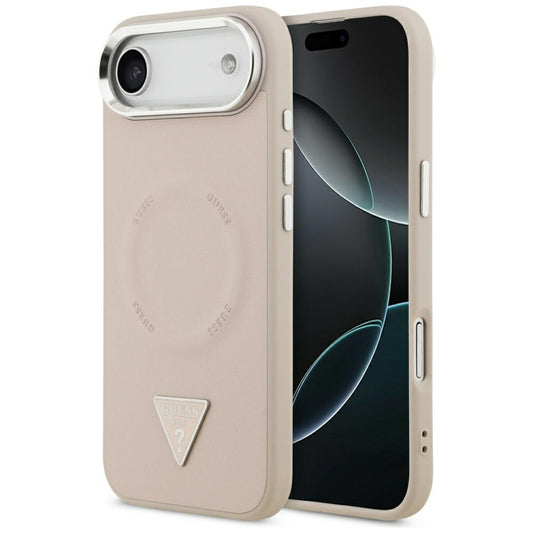 Capa MagSafe para Apple iPhone 17 Air, Guess, Logotipo Triangular, Rosa Prateado