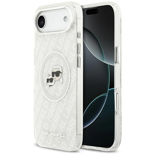 Capa MagSafe para Apple iPhone 17 Air, Karl Lagerfeld, IML Glitter Karl & Choupette's Heads, Cinza