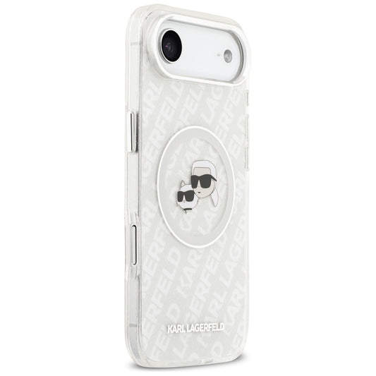 Capa MagSafe para Apple iPhone 17 Air, Karl Lagerfeld, IML Glitter Karl & Choupette's Heads, Cinza