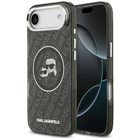 Capa MagSafe para Apple iPhone 17 Air, Karl Lagerfeld, IML Glitter Karl & Choupette's Heads, Preta.