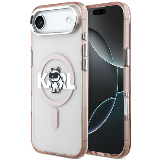 Capa MagSafe para Apple iPhone 17 Air, Karl Lagerfeld, IML Sketch Logo Choupette, Rosa