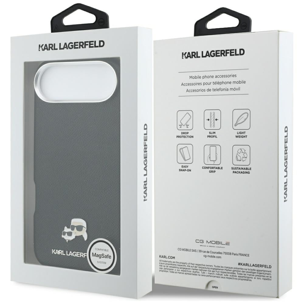 MagSafe Case for Apple iPhone 17 Air, Karl Lagerfeld, Karl & Choupette Head's Pin, Black