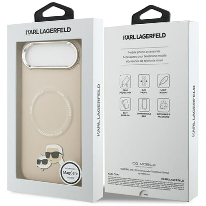 Capa MagSafe para Apple iPhone 17 Air, Karl Lagerfeld, Karl & Choupette Pins, Bege