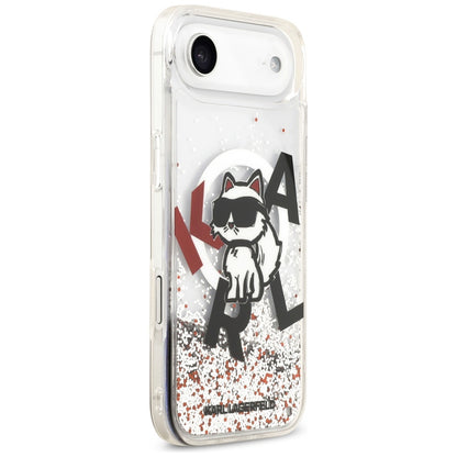 Capa MagSafe para Apple iPhone 17 Air, Karl Lagerfeld, Liquid Glitter Choupette Logo, Transparente