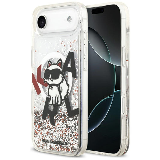 Capa MagSafe para Apple iPhone 17 Air, Karl Lagerfeld, Liquid Glitter Choupette Logo, Transparente