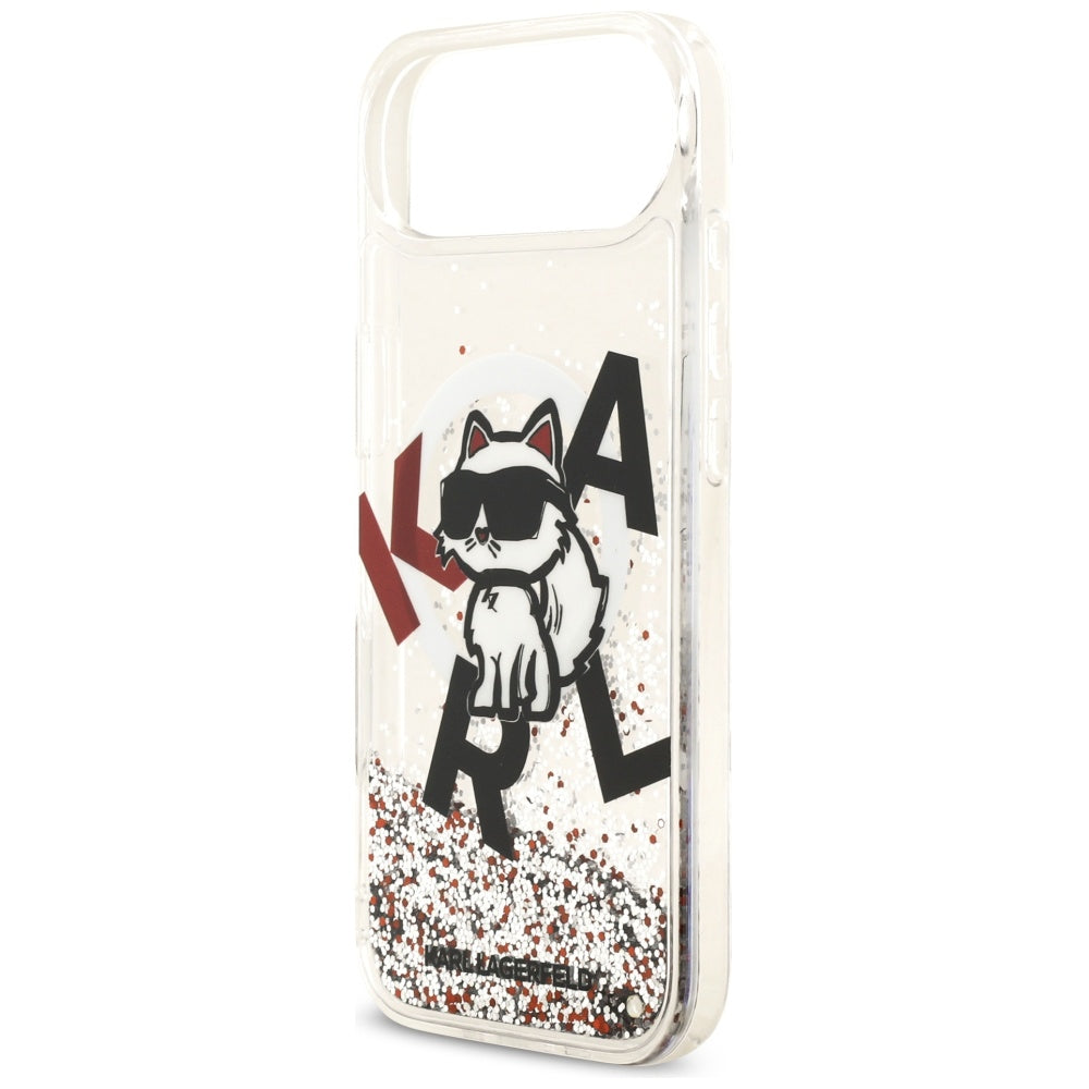 Capa MagSafe para Apple iPhone 17 Air, Karl Lagerfeld, Liquid Glitter Choupette Logo, Transparente