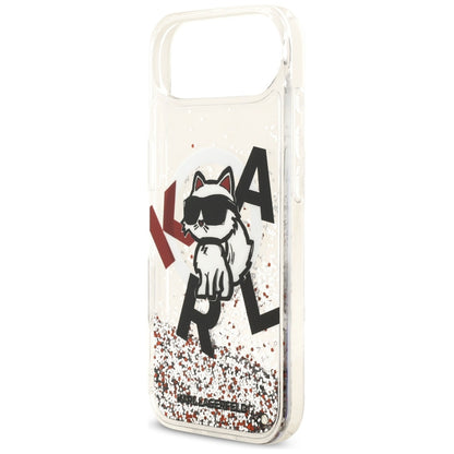 Capa MagSafe para Apple iPhone 17 Air, Karl Lagerfeld, Liquid Glitter Choupette Logo, Transparente
