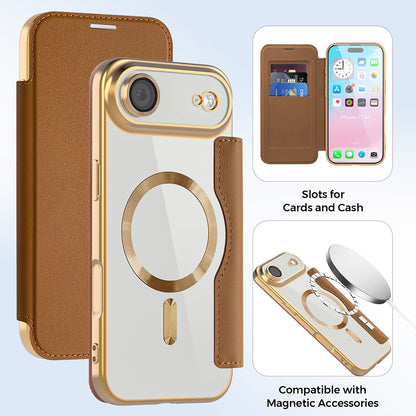 Capa MagSafe para Apple iPhone 17 Air, Techsuit, SmartMag Book, Castanho
