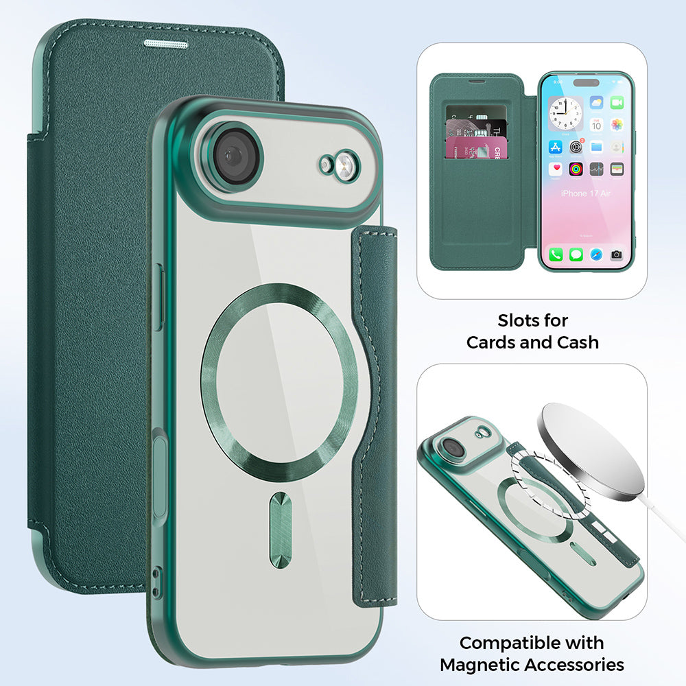 Capa MagSafe para Apple iPhone 17 Air, Techsuit, SmartMag Book, Verde