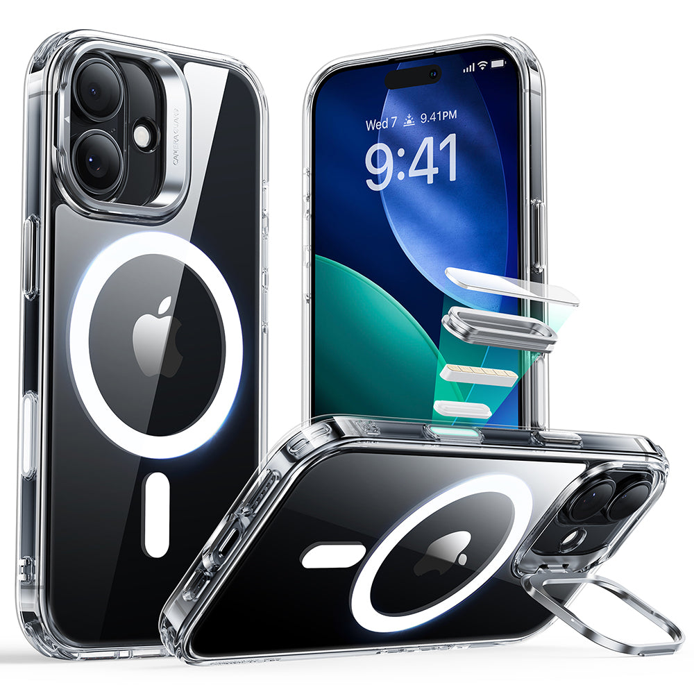 Capa MagSafe para Apple iPhone 17, ESR, Classic Hybrid Kickstand, Transparente