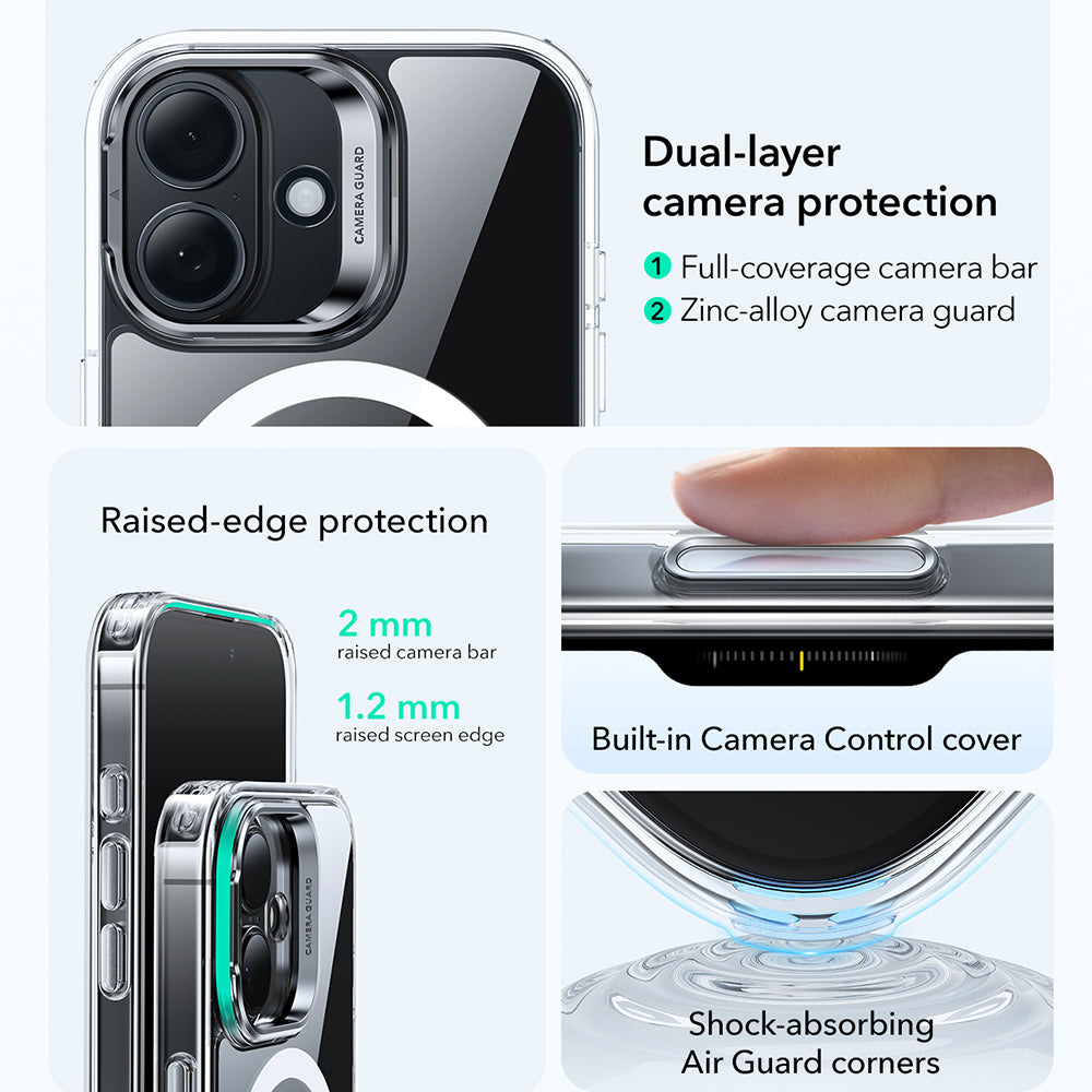 Capa MagSafe para Apple iPhone 17, ESR, Classic Hybrid Kickstand, Transparente