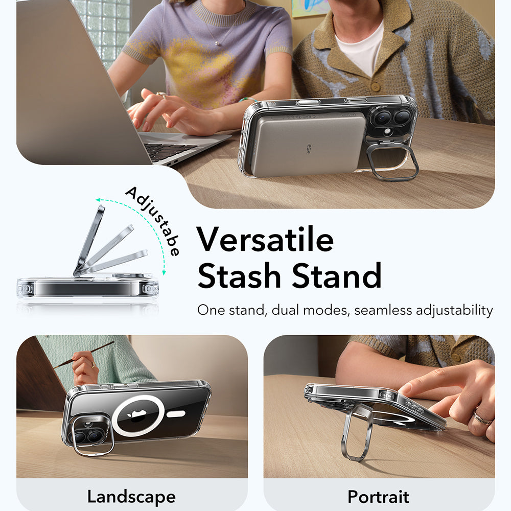 Capa MagSafe para Apple iPhone 17, ESR, Classic Hybrid Kickstand, Transparente
