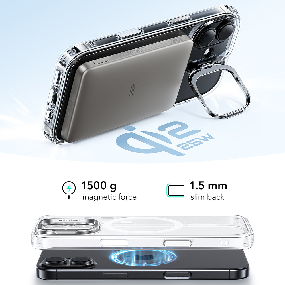 Capa MagSafe para Apple iPhone 17, ESR, Classic Hybrid Kickstand, Transparente