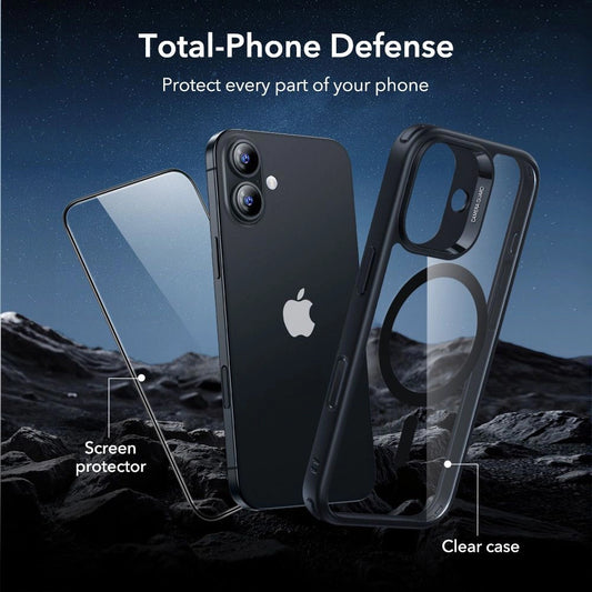 Capa MagSafe para Apple iPhone 17, ESR, Classic Hybrid com Protetor de Tela, Preta Transparente