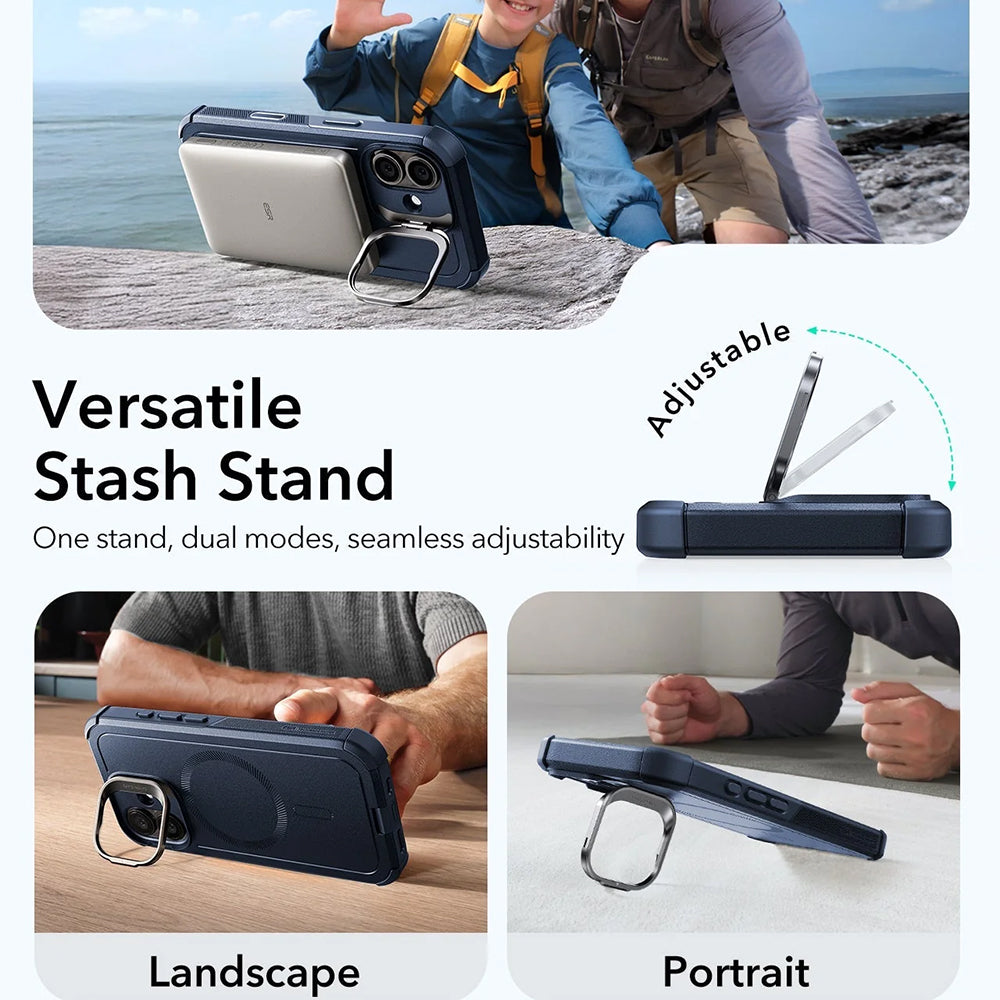 Capa MagSafe para Apple iPhone 17, ESR, Cyber Armor Kickstand, Azul