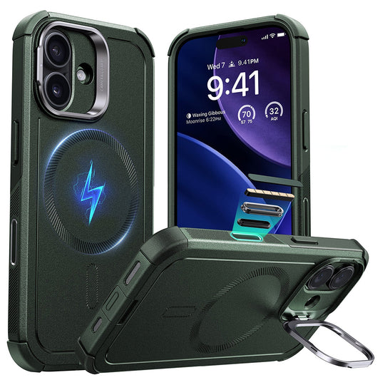 Capa MagSafe para Apple iPhone 17, ESR, Cyber Armor Kickstand, Verde