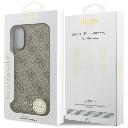 Capa MagSafe para Apple iPhone 17, Guess, 4G Charm Cradle, Castanho