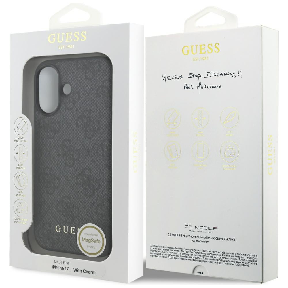 Capa MagSafe para Apple iPhone 17, Guess, 4G Charm Cradle, Preta