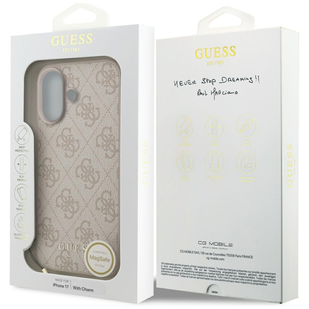 Capa MagSafe para Apple iPhone 17, Guess, 4G Charm Cradle, Rosa