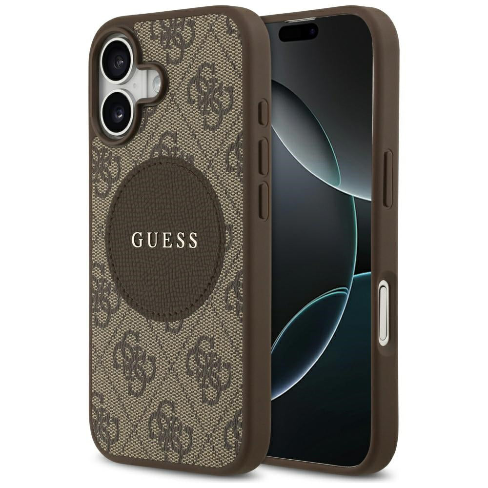 Capa MagSafe para Apple iPhone 17, Guess, 4G Circle Classic Logo, Castanho