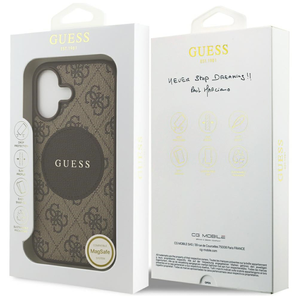 Capa MagSafe para Apple iPhone 17, Guess, 4G Circle Classic Logo, Castanho