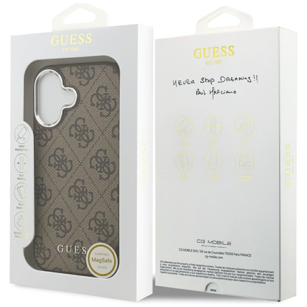 Capa MagSafe para Apple iPhone 17, Guess, 4G Classic Logo, Castanho