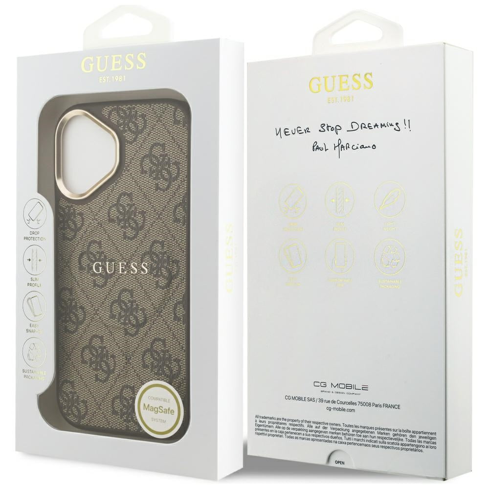 Capa MagSafe para Apple iPhone 17, Guess, 4G Classic, Castanho