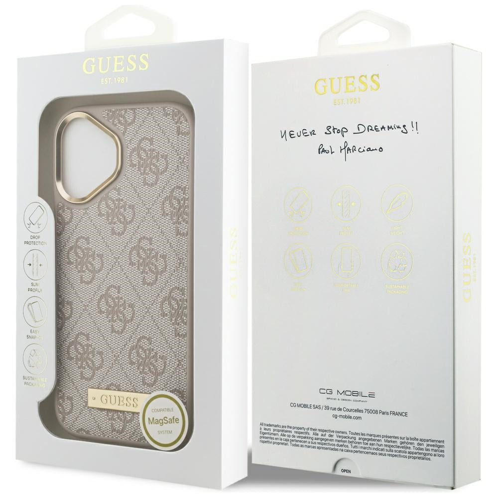 Capa MagSafe para Apple iPhone 17, Guess, 4G Logo Plate, Rosa