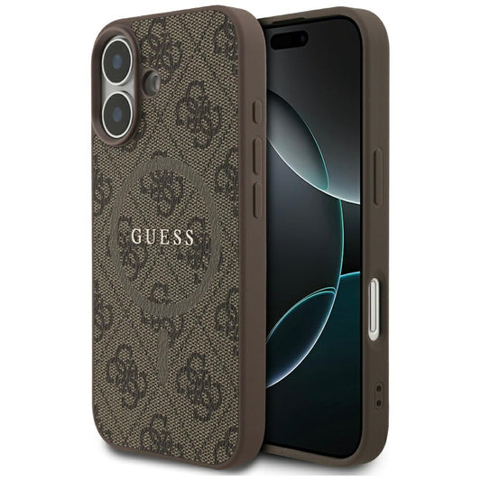 Capa MagSafe para Apple iPhone 17, Guess, 4G Ring Classic Logo, Castanho