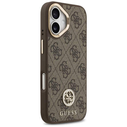 Capa MagSafe para Apple iPhone 17, Guess, 4G Strass Logo com Alça Grande, Marrom