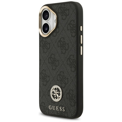 Capa MagSafe para Apple iPhone 17, Guess, 4G Strass Logo com Alça Grande, Preta.