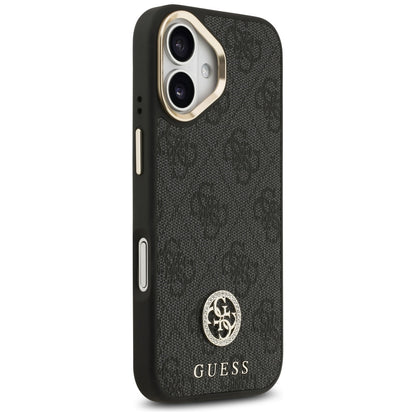 Capa MagSafe para Apple iPhone 17, Guess, 4G Strass Logo com Alça Grande, Preta.