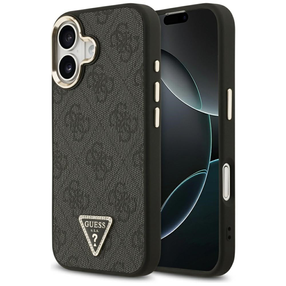 Capa MagSafe para Apple iPhone 17, Guess, Logo Diamante Triângulo 4G, Preta